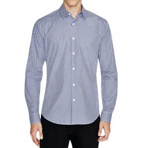 THEORY SYLVAIN AMICABLE BLUE & WHITE GINGHAM TRIM FIT SHIRT SIZE M